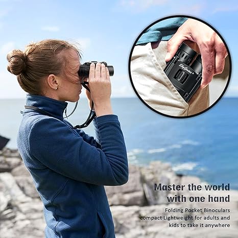 SkyGenius 8x21 Mini Pocket Binoculars for Adults Kids Small Compact Lightweight Binoculars for Concert Theater Opera Folding Binoculars w/Fully Coated Lens for Travel Hiking Watching Bird (0.38lb) - Image 3