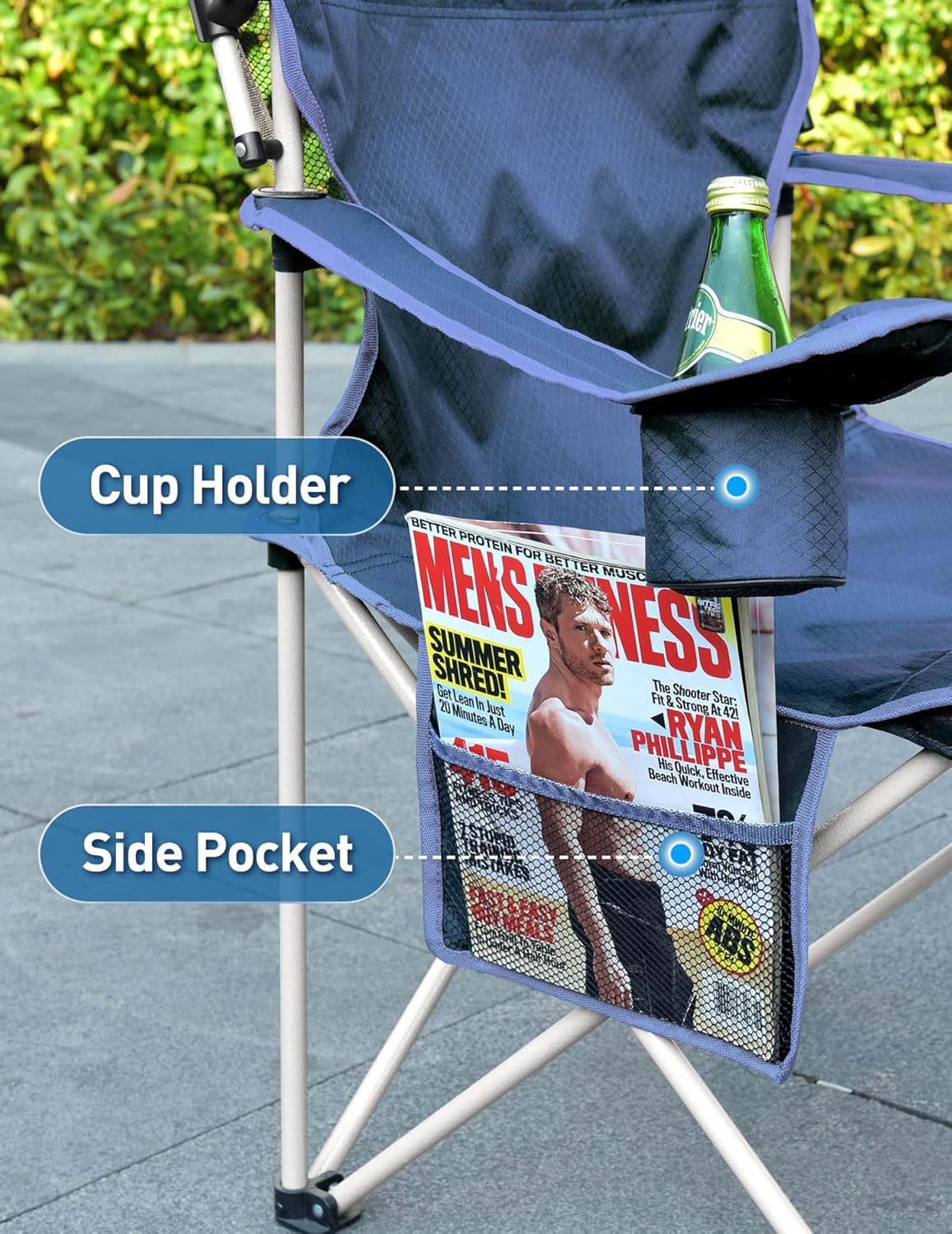 Beach Chair with Canopy Shade, Folding Camping Chair with Canopy with Cup Holder, Side Pocket for Camp, Beach, Tailgates, Fishing - Support 330 LBS - Image 4