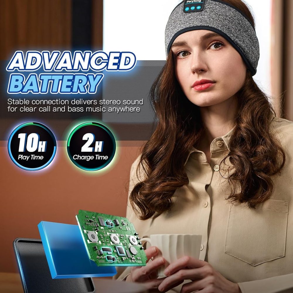 Perytong Bluetooth Sleep Headphones Headband with HD Speakers - Noise Cancelling, for Side Sleepers, Workout, Jogging, Yoga - Image 6