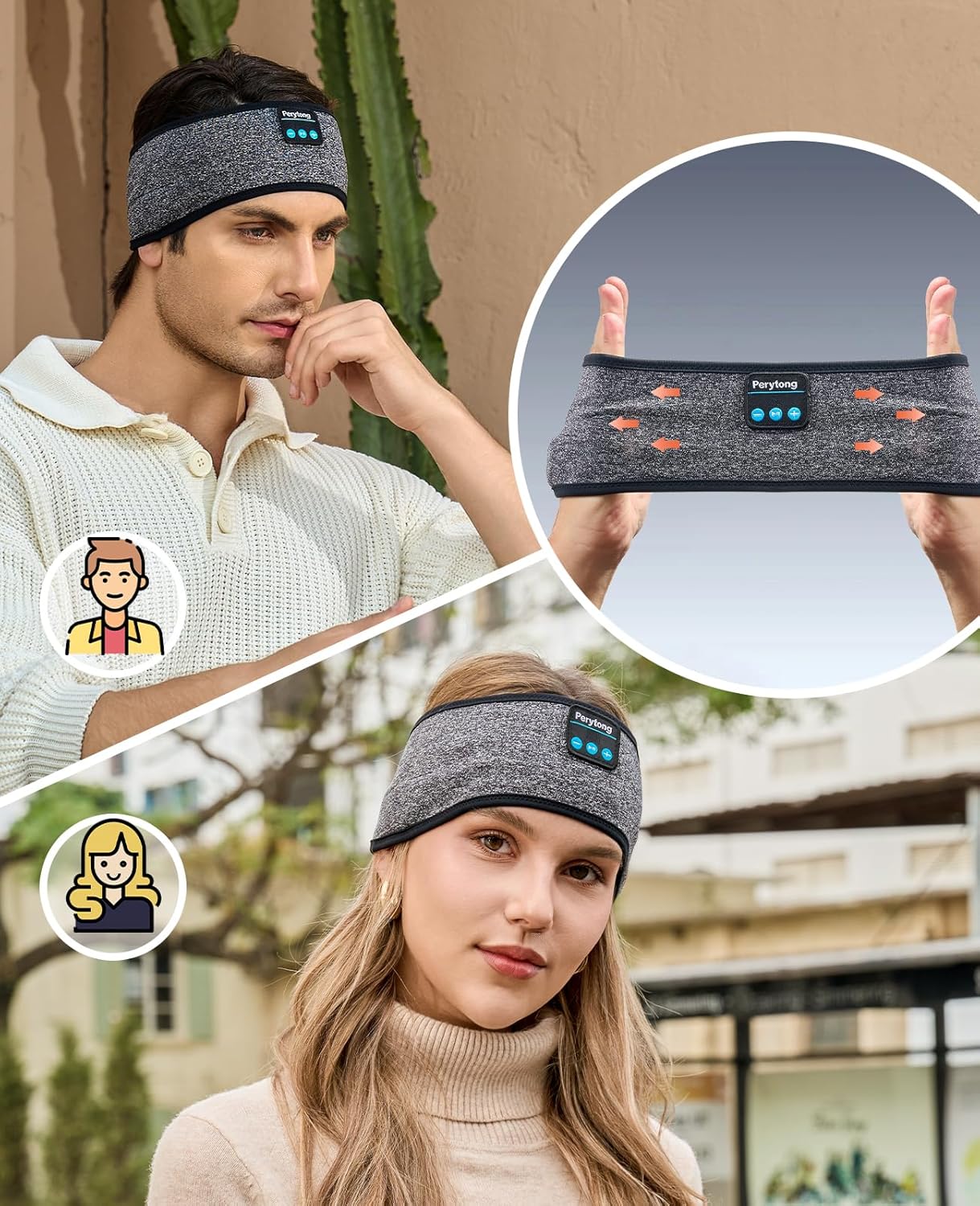 Perytong Bluetooth Sleep Headphones Headband with HD Speakers - Noise Cancelling, for Side Sleepers, Workout, Jogging, Yoga - Image 7