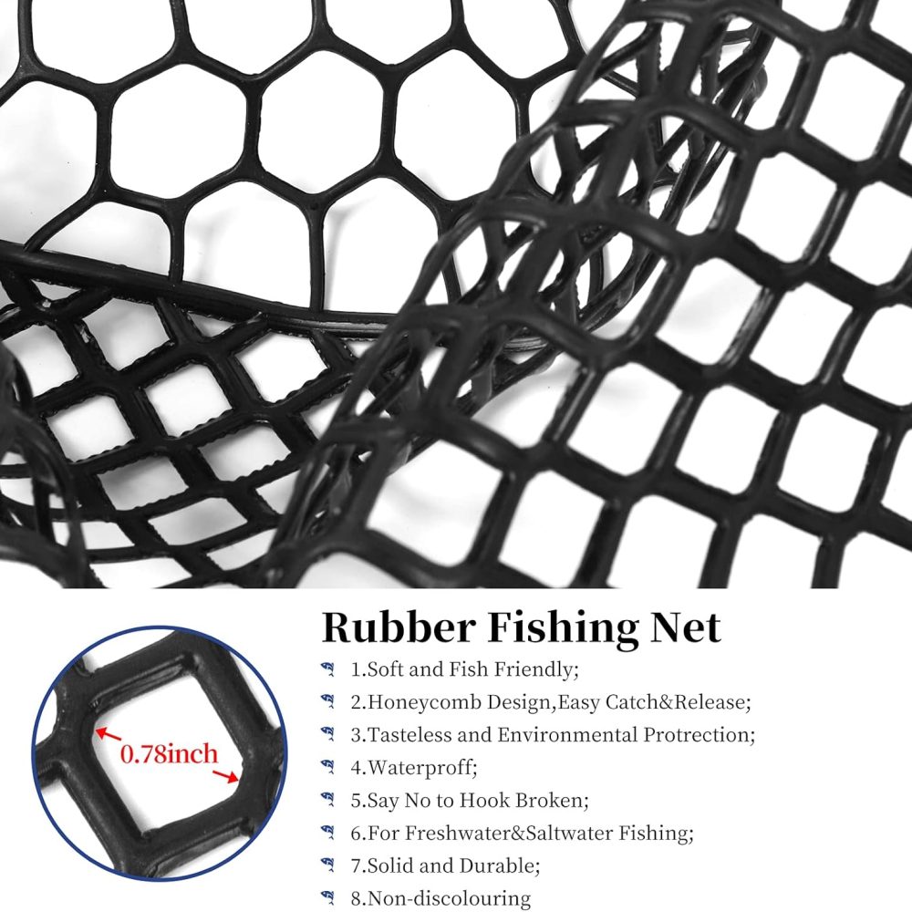 Rubber Fishing Net Large Folding Landing Net,Collapsible Aluminum Pole Handle with Deep Net for Fishing,Big Fishing Net for Freshwater and Saltwater,Fly Fsihing Net Extend to 67 inches - Image 4