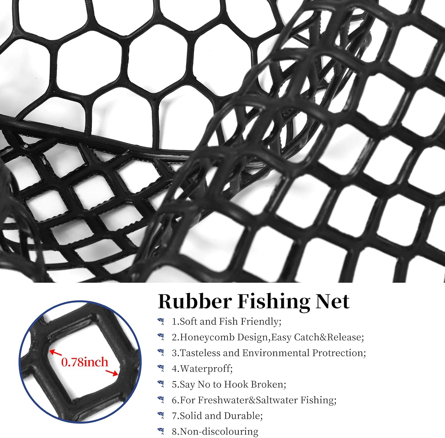 Rubber Fishing Net Large Folding Landing Net,Collapsible Aluminum Pole Handle with Deep Net for Fishing,Big Fishing Net for Freshwater and Saltwater,Fly Fsihing Net Extend to 67 inches - Image 4